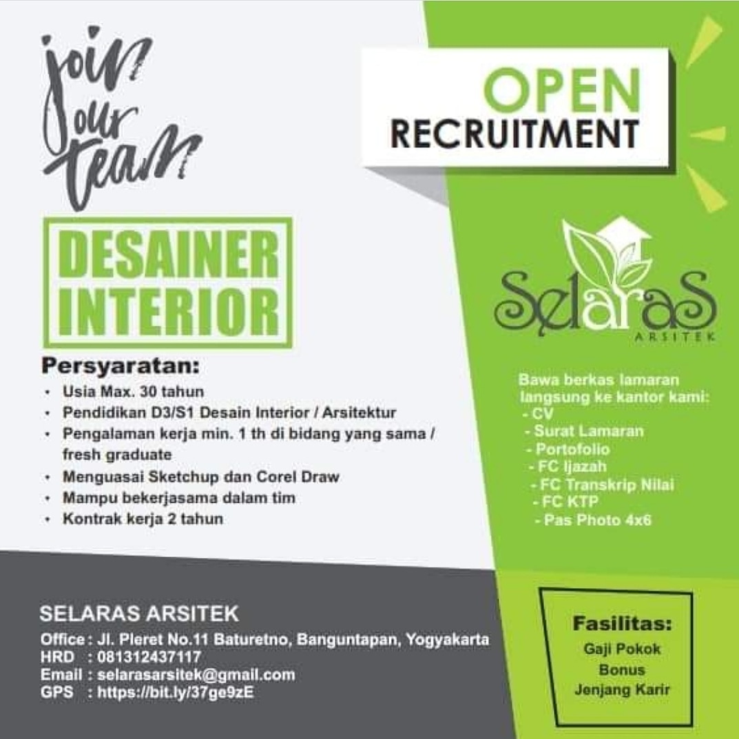Selaras Arsitek Open Recruitmen Selaras Arsitek Open Recruitmen